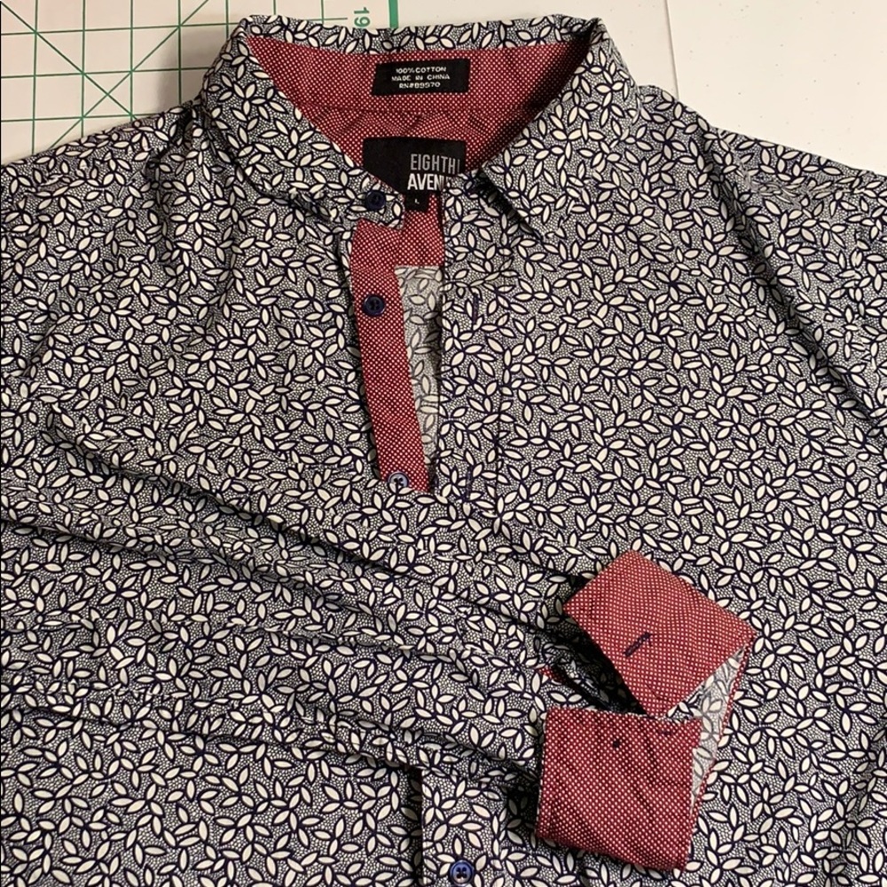 Blue Pattern Button Down - Picture 3 of 3